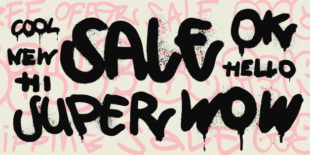 城市文化艺术，涂鸦，标签，刻字，书法标签。街头艺术图形与喷雾效果，飞溅和滴油漆。hip - hop城市风格出售或折扣横幅，海报，网站。图片下载