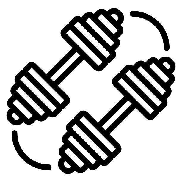 哑铃线图标，健身房概念，杠铃标志在白色背景，运动哑铃图标在轮廓风格移动概念网页设计。矢量图形。图片下载