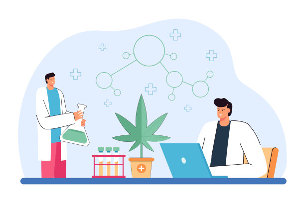 科学家研究医用大麻矢量图图片下载
