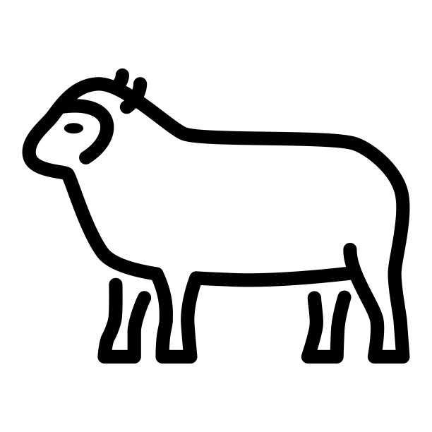 羊线图标，农场动物概念，白色背景上的羔羊标志，轮廓风格移动概念网页设计中的羊动物图标。矢量图形。图片下载
