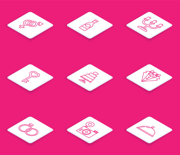 设定线性别香槟酒酒瓶烛台图片下载