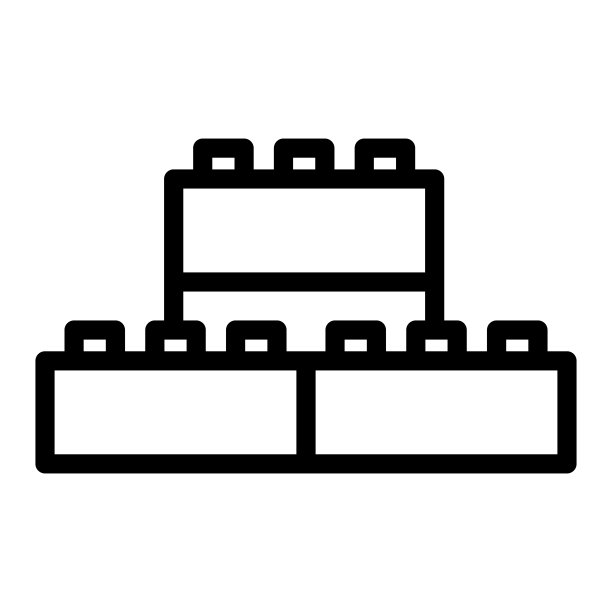 构造者线图标，儿童玩具概念，白色背景的建筑套件标志，塑料积木图标在轮廓风格的移动概念网页设计。矢量图形。图片下载