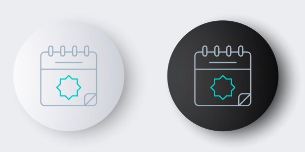 行斋月日历图标孤立的灰色图片下载