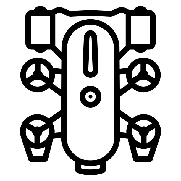 水下机器人线路图标，机器人化概念，白色背景的水下航行器标志，自主电子海底探险家图标，风格为和web。矢量图形。图片下载