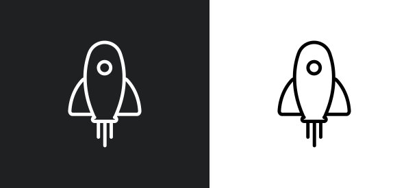 太空火箭轮廓图标在白色和黑色的颜色。太空火箭平面矢量图标从天文集合为web，移动应用程序和用户界面。图片下载