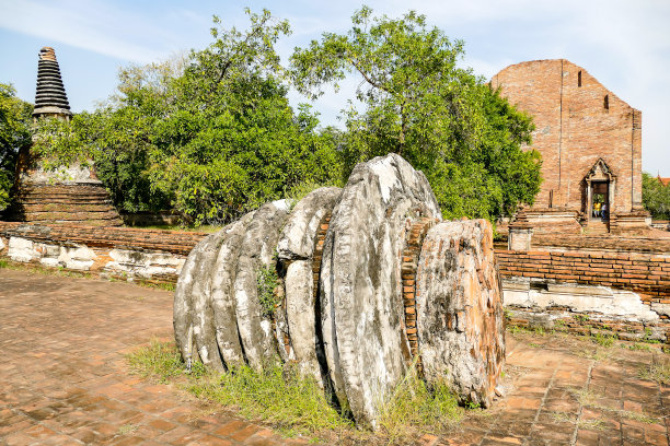 泰国大城府佛寺佛塔废墟的美丽照片图片下载