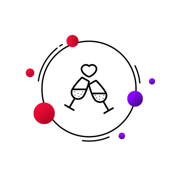 眼镜和心线图标。爱情，友谊，香槟，节日，派对，庆祝，纪念日。关系的概念。矢量线图标的业务和广告图片下载