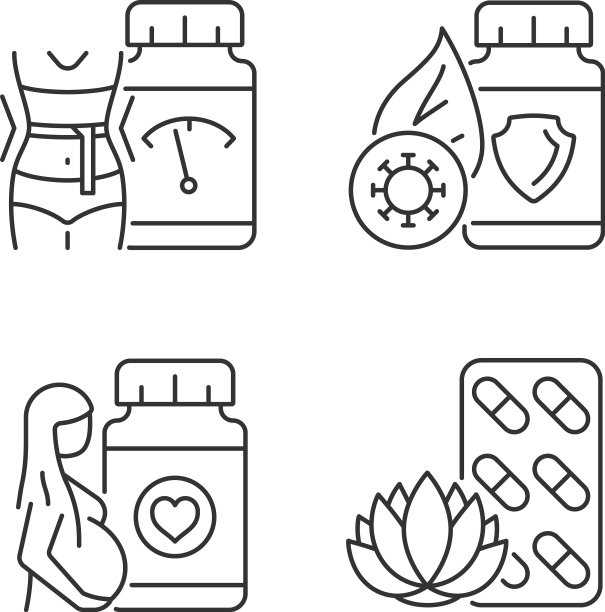 食物补充剂线性图标集图片下载