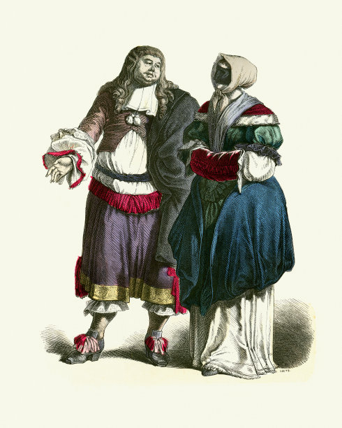 时尚，17世纪，荷兰夫妇，戴面具的女人，手套图片下载