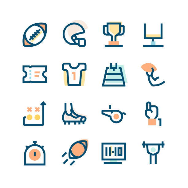 美式足球图标套装图片下载