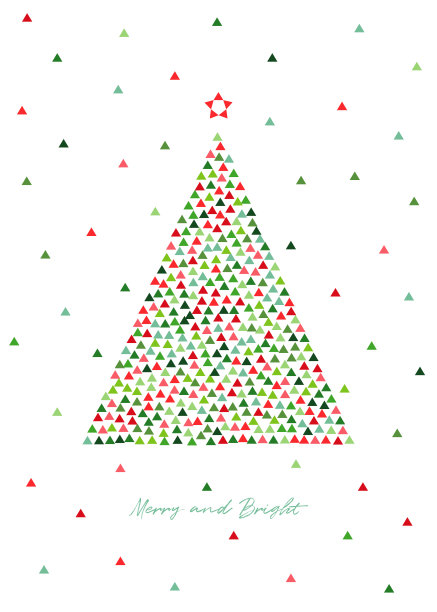 快乐和明亮的圣诞树在三角形形状图片下载