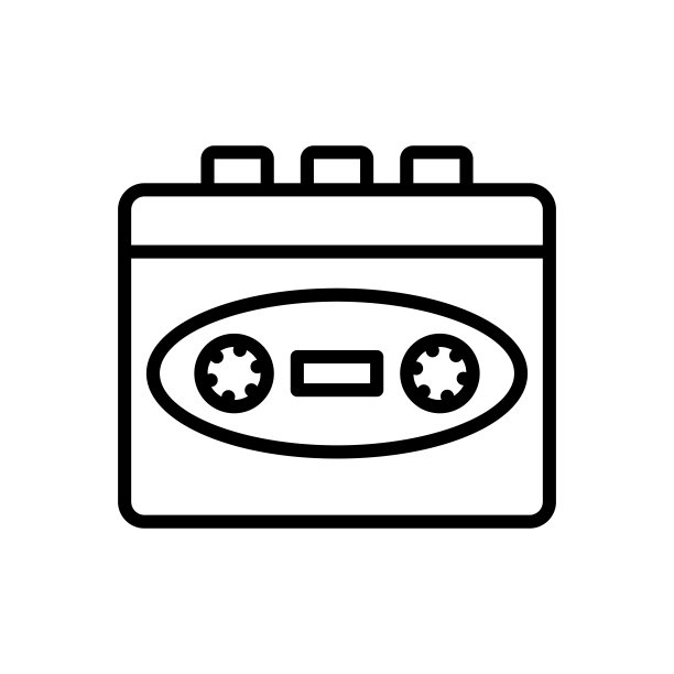 卡式录音机图标。复古磁音频磁带播放器。矢量符号在简单的风格孤立在白色背景。图片下载