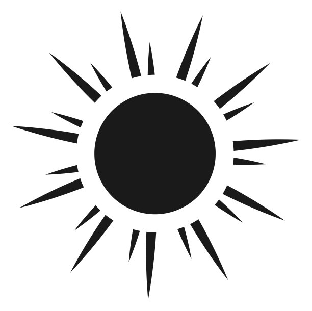 太阳图标，黑色标志，光束符号图片下载