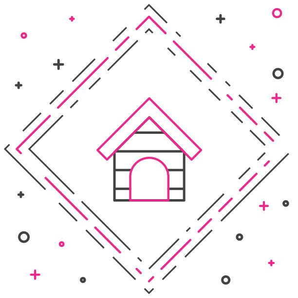 白色背景上的线条狗屋图标图片下载