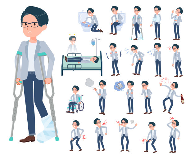 一组有伤病的程序员工程师图片下载