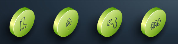 设定等距线橡胶手套和森林风筝图片下载