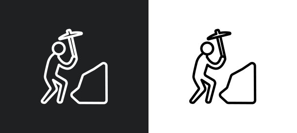 工人挖洞轮廓图标在白色和黑色的颜色。工人挖洞平面矢量图标从企业收集的web，移动应用程序和ui。图片下载