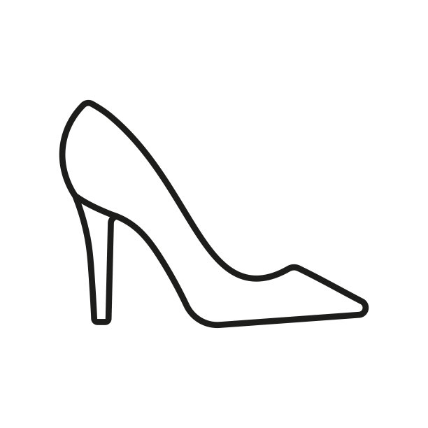高跟鞋的标志。女性的鞋子。图片下载