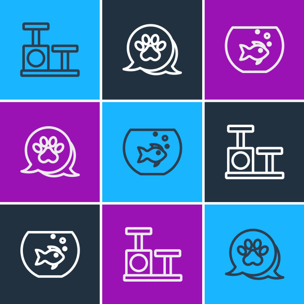 设置线猫抓柱与玩具水族馆图片下载