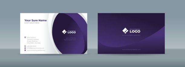 双面名片模板与抽象的紫色曲线图片下载