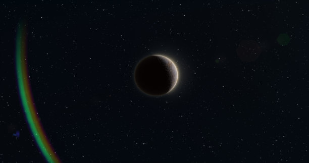 抽象的现实空间旋转行星圆球体与浮雕石表面在空间对恒星和太阳的背景图片下载