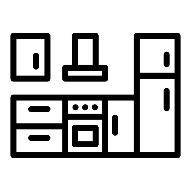 厨房，厨房，冰箱和炉子线图标，室内设计概念，白色背景上的电器矢量标志，轮廓风格图标移动概念网页设计。矢量图形。图片下载