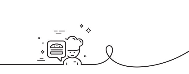 厨师线条图标与汉堡标志图片下载