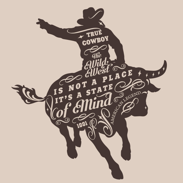 真正的牛仔复古海报单色图片下载