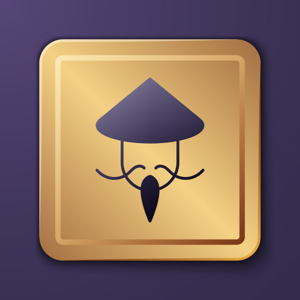 紫色亚洲或中国锥形草帽图标图片下载