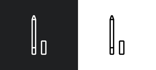 铅笔勾勒出白色和黑色的图标。铅笔平面矢量图标从美容集的网络，移动应用程序和用户界面。图片下载