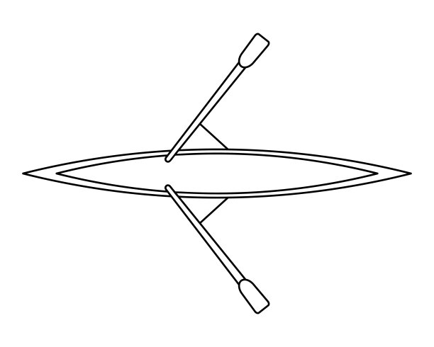 有桨的船。从上面看。草图。划船游泳设施。涂鸦风格。图片下载