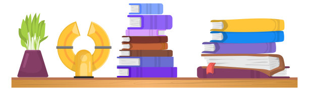 有书和奖品的木制书架。家居墙面装饰孤立于白色之上图片下载