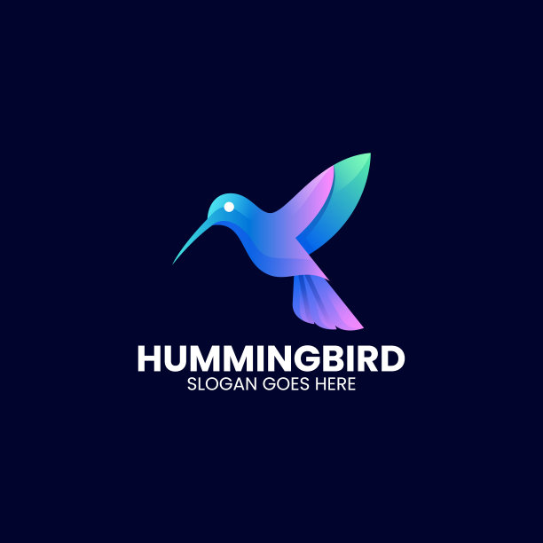 矢量插图蜂鸟梯度彩色风格图片下载