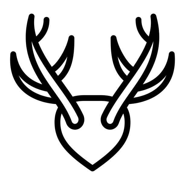 角作为战利品线图标，狩猎和装饰概念，安装鹿角角矢量标志白色背景，轮廓风格图标移动概念网页设计。矢量图形。图片下载