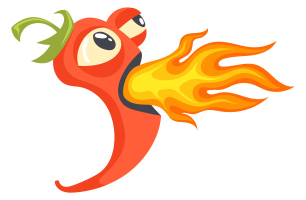 燃烧的红辣椒吉祥物。卡通辣椒图片下载