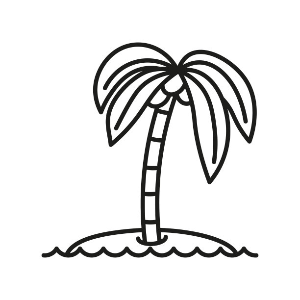 棕榈树和海洋中的热带岛屿。图片下载