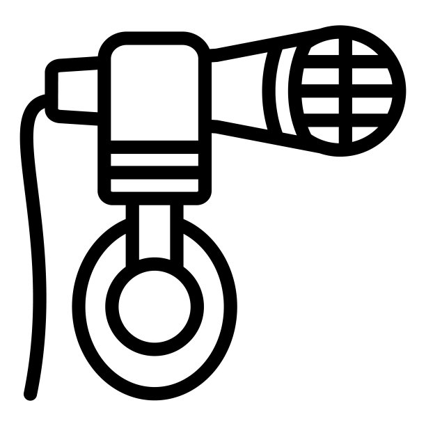 耳机挂在麦克风线图标，声音设计概念，白色背景上的麦克风和耳机矢量标志，轮廓风格图标移动概念网页设计。矢量图形。图片下载