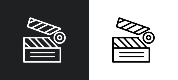 照片胶片轮廓图标在白色和黑色的颜色。照片电影平面矢量图标从艺术收藏的网络，移动应用程序和用户界面。图片下载