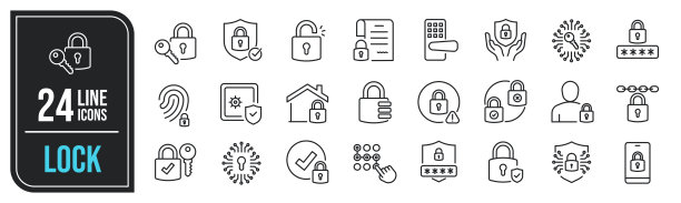 锁安全线性图标。可编辑笔触。适用于网站营销设计、logo、app、模板、ui等。矢量图。图片下载