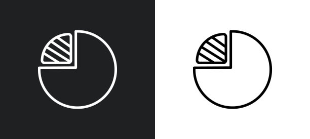 白色和黑色的四分之一饼状图轮廓图标。四分之一饼图平面矢量图标从企业收集的网络，移动应用程序和用户界面。图片下载