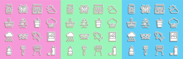 设置线保温瓶容器相框厨师帽图片下载