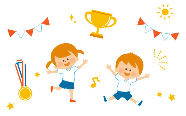 体育日儿童跳跃插画集图片下载