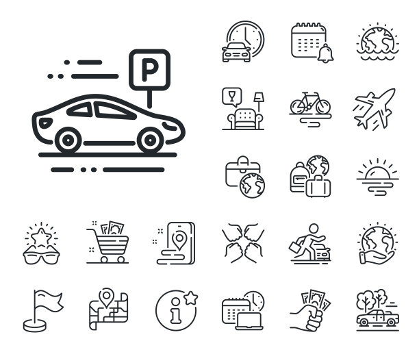 停车场线图标，停车场位置标志，酒店图片下载