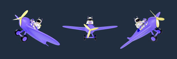 宇航员乘坐飞机的3d插图。三维渲染图片下载