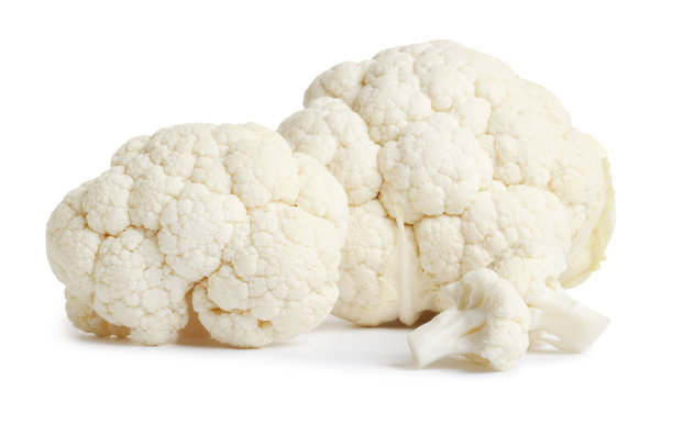 白底孤立的花椰菜。成熟的新鲜花椰菜修剪路径。高品质微距照片图片下载