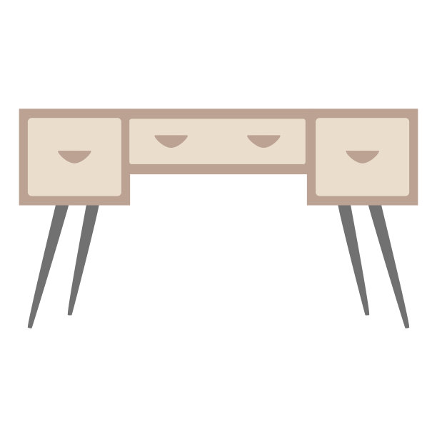 办公桌为工作或学习，室内设计元素为客厅或橱柜，平面矢量图片下载