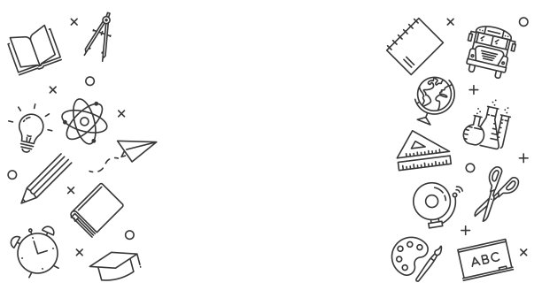学校的白色背景与框架的图标在两边。与教育相关的图形元素中间用空白的空间放置自己的文字图片下载