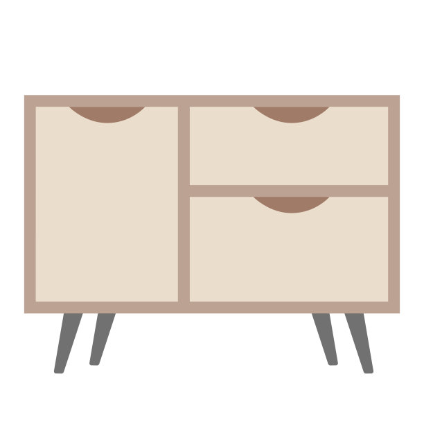 床头柜或床头柜，客厅或橱柜的室内设计元素，平面矢量图片下载