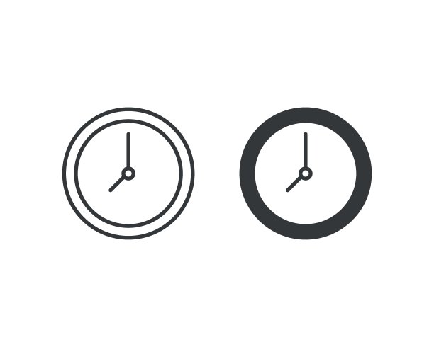 手表图标矢量图：隔离背景上的时钟，时间概念图片下载