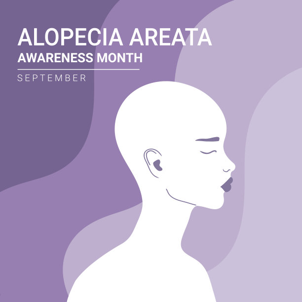 脱发宣传月海报。光头女人的剪影。秃头很美。矢量图图片下载